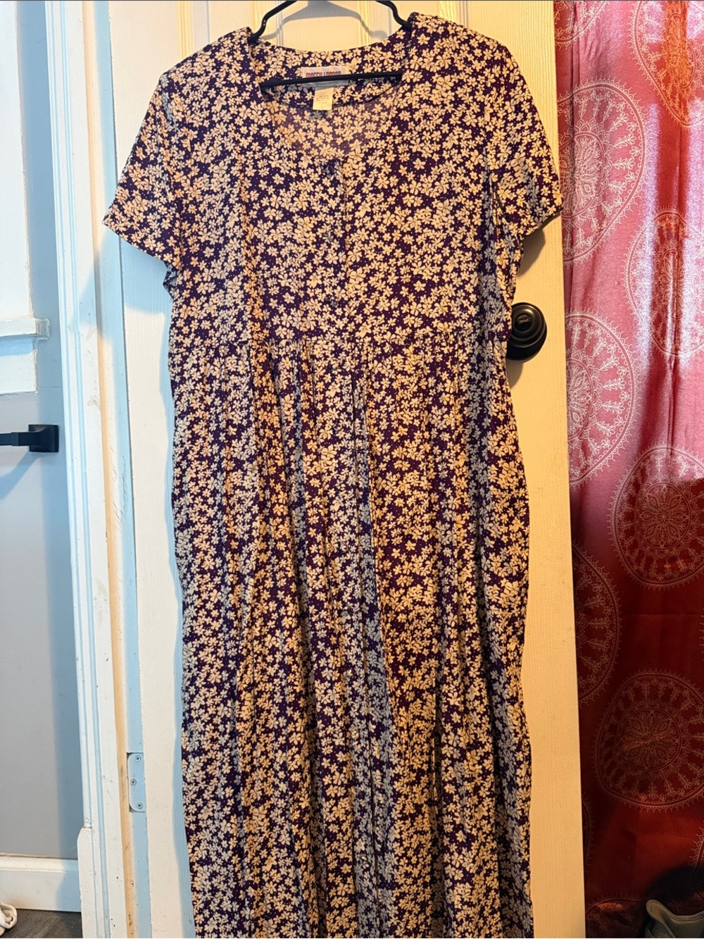 Maggy London Purple Floral Maxi Dress with Cream Blossoms